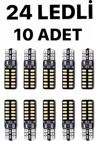 T10 Led 24 Ledli Metal Ultra Beyaz Park. Plaka. Tavan Ampulü 10 Adet