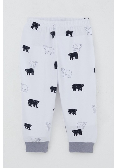 Breeze Erkek Bebek Eşofman Takım Omuzdan Patlı Sevimli Kutup Ayıcığı Desenli 4 Ay-1 Yaş, Beyaz Beyaz