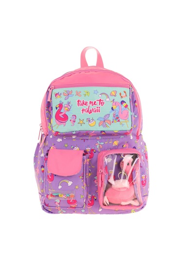 Elatae Su Geçirmez Kumaş Kız Çocuk Çok Gözlü Ortopedik Sırt Okul Çantası L5240 Lila