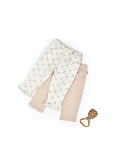 Bebek 2li Pantalon %100 Organik Pamuk , Bebek - Yenidoğan- Csy8145 Ekru