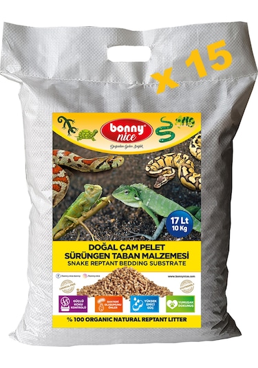 Bonny Nice Doğal Çam Pellet Sürüngen Taban Malzemesi 17 l x 15 Pk