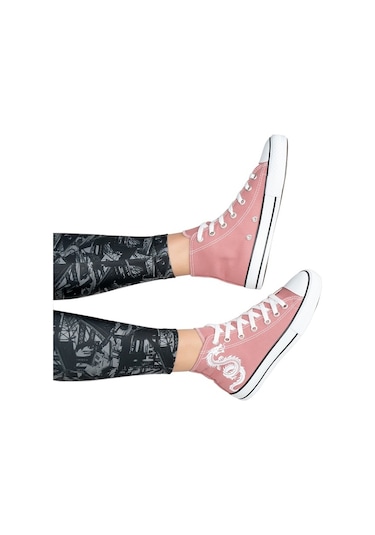 Kadın Bilekli Keten Spor Ayakkabı Gül Kurusu Gülkurusu