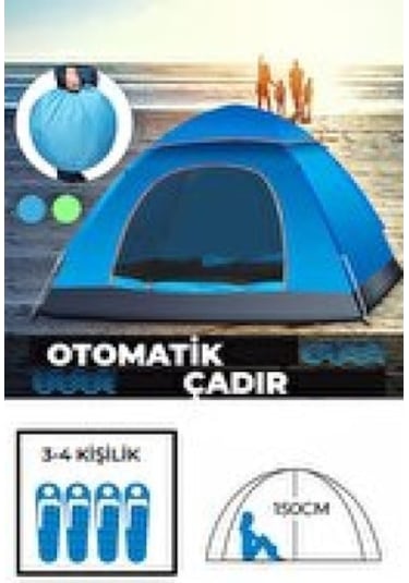 Otomatik Havada Açılan Su Geçirmez Çadır 4 Kişilik Renkli