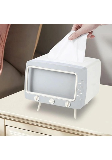 Geekyou Retro Tv Desenli Çift Fonksiyonlu Servis Kağıdı Tutucu İle Telefon Standı - Ev Ofis Mutfak Kullanımı