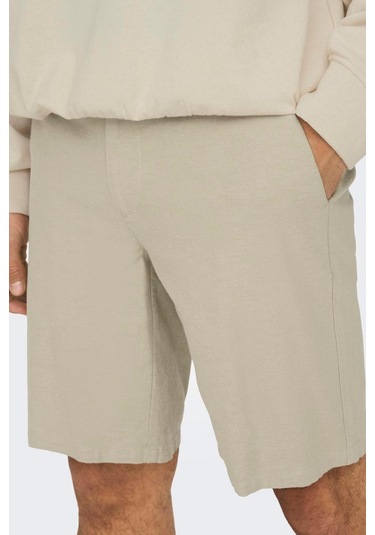 Onsmark 0011 Cotton Lınen Shorts Noos Bej Cok Renklı