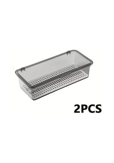 Sunshine011 İki Büyük Kapasiteli Transparan Kahverengi Makyal Fırçası Saklama Kutusu Şeffaf Kahverengi