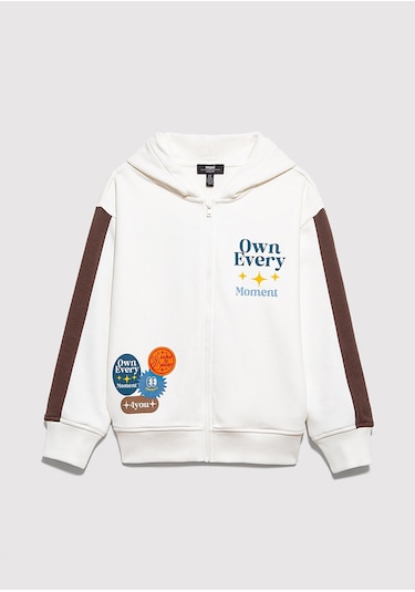 Mavi - Baskılı Kapüşonlu Ekru Sweatshirt 6s10165-70057 Ekru