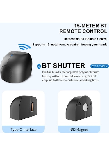 Pazly Manyetik Dönen Telefon Tutucu 15w Kablosuz Hızlı Şarj, Bluetooth Kumandalı, Video Çekim Ve Canlı Yayın Aksesuarı/