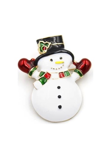 Kardan Adam Broş - Beyaz Çok Renkli