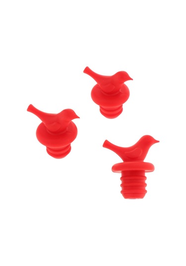 Suntek 3 Adet Silikon Küçük Kuş Şarap Şişesi Tıpa Kırmızı