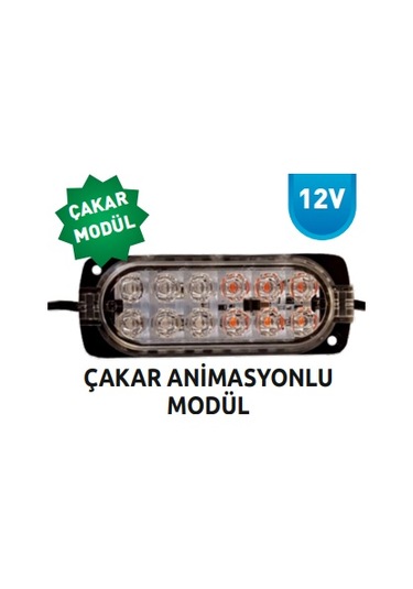 Fully Luxury,5 Adet 12v İç Ve Dış Ortam 12 Ledli Animasyonlu Çakar Lamba Modül Rgb