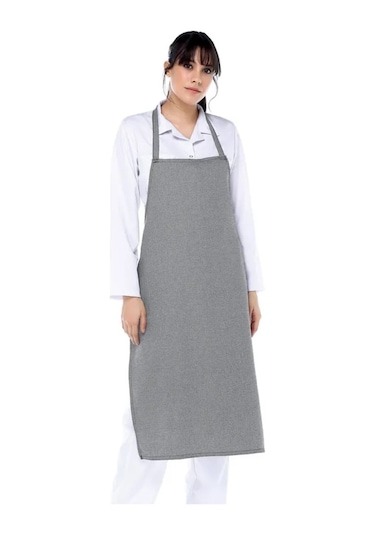Pötikare Gri-beyaz Askılı Önlük Unisex Gri
