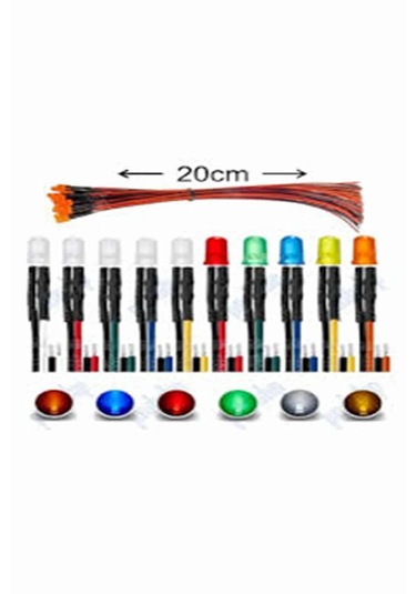 10 Adet 12v 5mm Diffüz Led 20 Cm Kablo Kırmızı