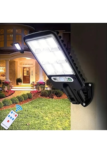 108 Cob Led Kumandalı Güneş Enerjili Hareket Sensörlü Bahçe Garaj Sokak Aydınlatma Lambası Sokak Lambası Çok Renkli