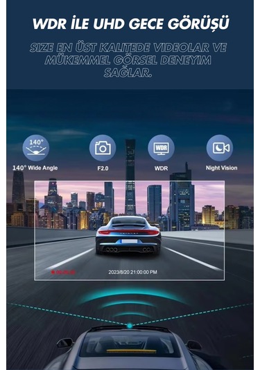 Wearfitpro S15 4k 1080p Monitörlü Gece Görüşlü 3 Kanal Araç İç Dış Kamera