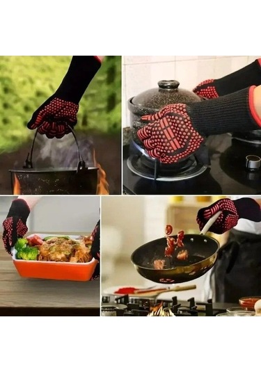 Novahub Siyah 2 Adet Barbekü Mikrodalga Fırın Eldivenleri Pişirme Fırını Eldiveni Kaymaz Yanmaz Eld Dayanıklı 800 Önlük & Eldiven 56735958 Siyah