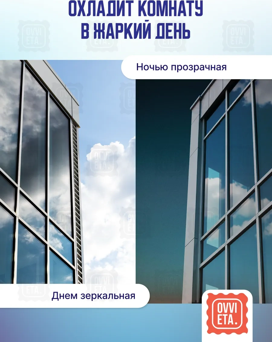 Ovvıeta Pencere Güneş Koruyucu Yansıtıcı Film 0,8x3 M, 2 Adet. 321721125