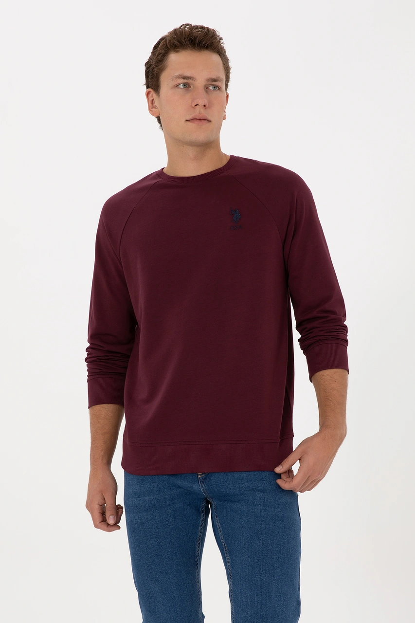 U.S. Polo Assn. Erkek Regular Fit Bisiklet Yaka Bordo Basic Sweatshirt 50308103-VR177 U.S. Polo Assn. Erkek Regular Fit Bisiklet Yaka Bordo Basic Sweatshirt 50308103-VR177