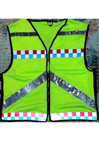 fosforlu reflektorlu motorcu ve bisiklet güvenlık yeleği