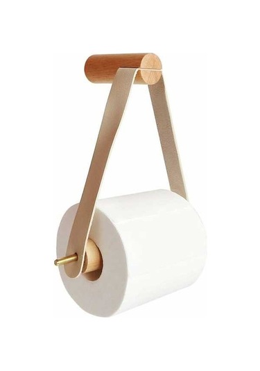Pazly Ahşap Duvara Monte Tuvalet Kağıdı Tutucu, Retro Banyo Dekoru, Vintage Rulo Kağıtlık, Beyaz Diğer
