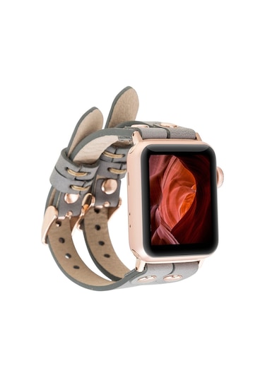 Apple Uyumlu Watch Deri Kordon Ely Double Tour Rst9 Gri