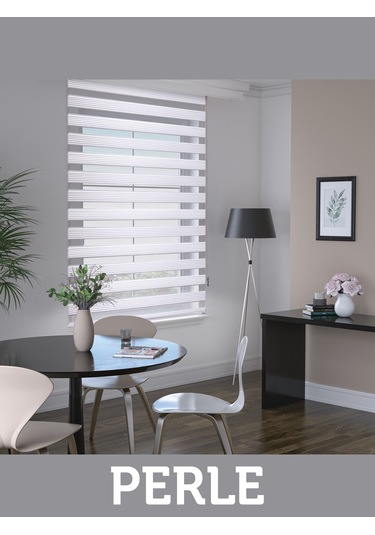 Br Perle Pliseli Kar Beyazı Rengi Zebra Perde Yüksek Kalite Alüminyum Kasa Kar Beyazı