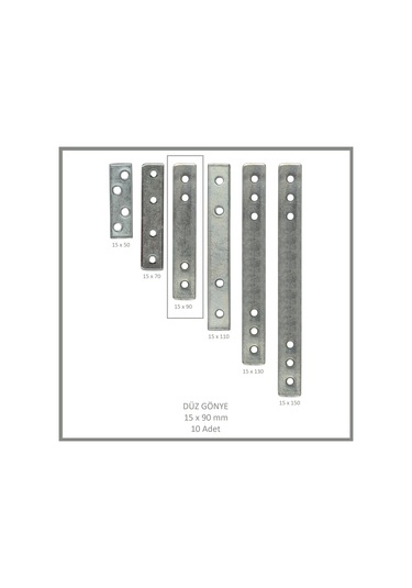 Düz Gönye, Sac Gönye, 15 X 90 Mm 10 Adet Metalik