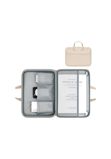 Baona Bn-q006 Pu Deri Tam Açılan Laptop Çanta 13 / 13.3 İnç Hafif Kayısı Rengi Kalınlaşması Siya