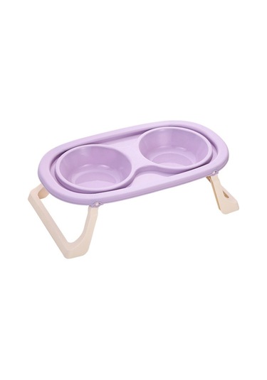 Cbtx Katlanır Evcil Hayvan Kasesi Yeme İçme Kasesi Boyun Koruması Uzun Çift Kase, Stil: Pp Mor