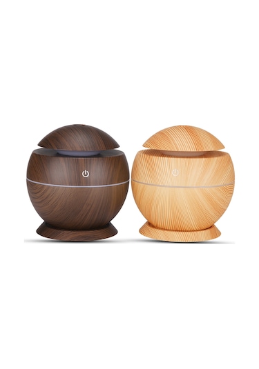 Springsun 130ml Usb Nemlendirici Aromaterapi Makinesi 7 Renkli Led Işıklı Ev Odası Ofis Kullanıma Uygun Açık Ahşap Desenli Tabanlı