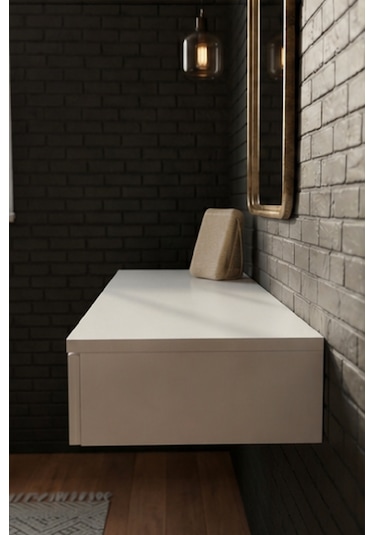 Mdf Makyaj Masası Ve Dresuar 100x30 Cm Çekmeceli Modern Tasarım Beyaz