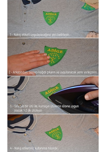 Oset Bayrak Nakışlı Yuvarlak Etiket (Beyaz) Çapı 8 cm