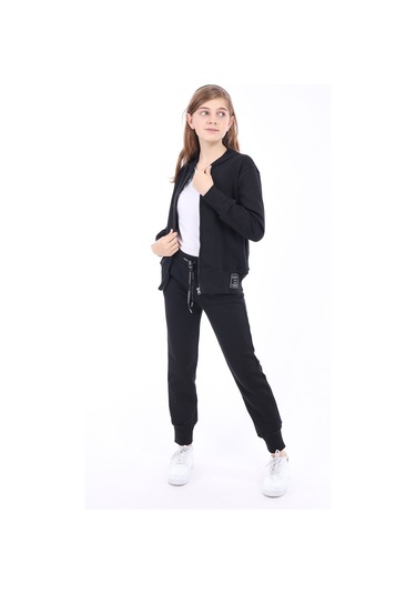 Toontoy Kız Çocuk Baskılı Eşofman Takım Siyah