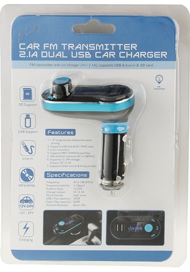 Uzaktan Kumandalı Bluetooth Tacking Handsfree Araç Kiti Fm Verici Akıllı Telefonlar İçin 2.1a Çift Araç Şarj Cihazı