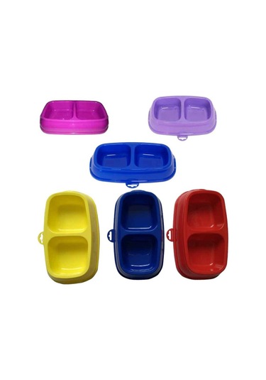 Mio İkili 12.5 x 21 x 5 CM Kedi Mama ve Su Kabı Çok Renkli