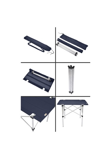 Exent 50x70 Cm Kamp Masası Katlanabilir Masa, Piknik Bahçe Balkon Plaj Masası, Taşıma Çantalı Masa-lacivert