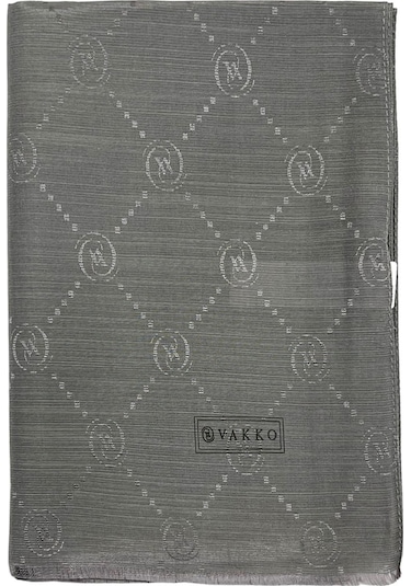 Vakko Pamuk İpek Şal - Monogram - Duman - Duman