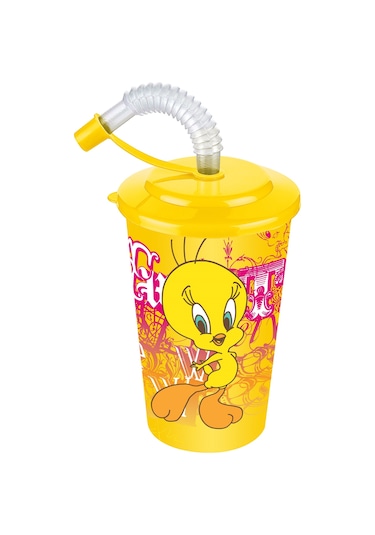 Tweety Kapaklı Pipetli Bardak 400 Ml
