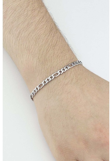 Bileklik 498, Erkek Zincir Bileklik, Gümüş Renk Gümüş