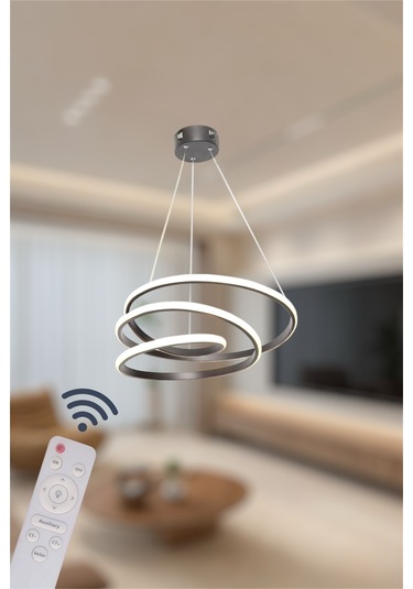 Ey Shop Space Model 3 Renk Kumandalı Beyaz&sarı&günışığı Led Avize Siyah