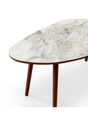 Nora Mdf Ahşap Orta Sehpa - Beyaz Mermer Desen