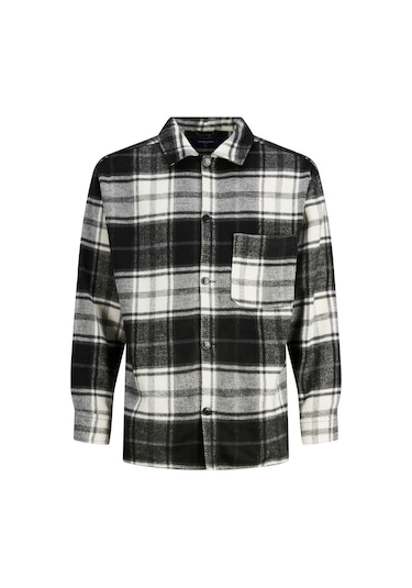 Jack & Jones Ekose Desenli Uzun Kollu Gömlek - Zac 12239303 Black Koyu Siyah