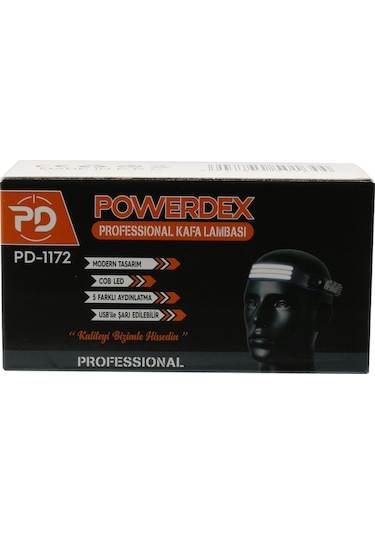 Powerdex Profesyonel Esnek Kafa LAmbası PD-1172 Siyah
