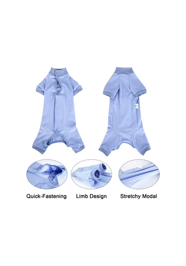 Hombey Kedi Ameliyat Sonrası Kıyafeti - Yara Koruması Ve Yalama Engelleme - Modal Dokuma - Mavi - S Boyutu