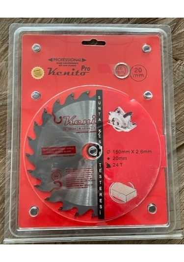Kenito 150mm Elmas Testere Ahşap Mdf Sunta Kesici Göbek 16-20mm