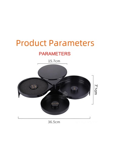 Youtek Siyah Üç Katlı Plastik Bar Baharat Kutusu - Tuz Kenarı Tasarımı İle Margarita Ve Kokteyller İçin Profesyonel Depolama Diğer