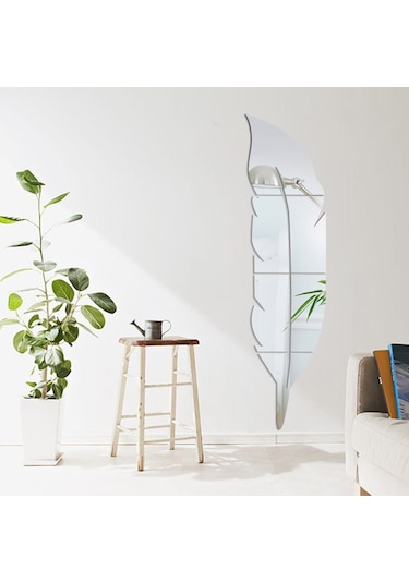 Gajeena Gümüş 3d Kanat Desenli Akrilik Ayna Duvar Stickerı - 120x30cm Büyük Boy - Banyo/entrance Dekorasyonu - Kolay Kurulum & Taşınabilir Gümüş