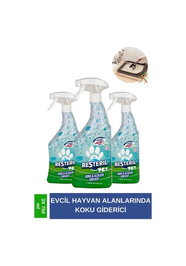Veturel Koku Giderici Kedi Alerjisi Köpek Yatağı Çiş Kusma Dezenfektan Etkiili Yüzey Temizleyici 3x750ml