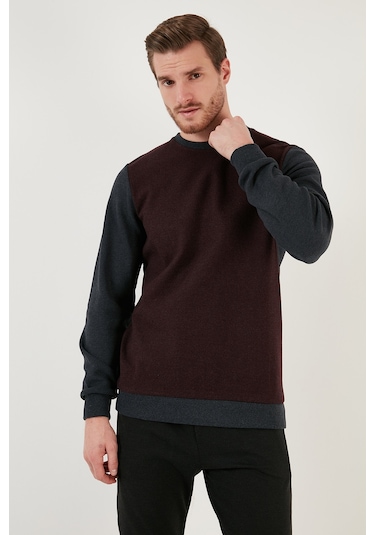 Buratti Pamuklu Regular Fit Bisiklet Yaka Erkek Sweat 5905041 Bordo