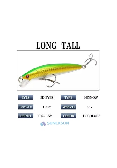 10 Adet 10cm 9gr Minnow Olta Yem Seti Rapala 1m Derinlik 10 Renk Karbon Çelik İğne